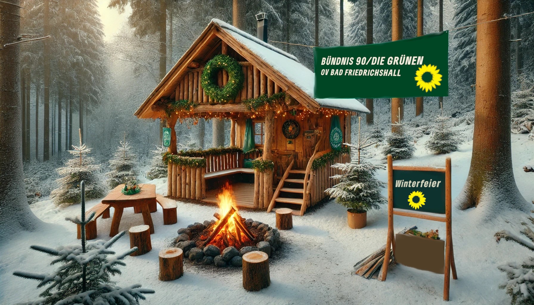 Winterhütte im Wald